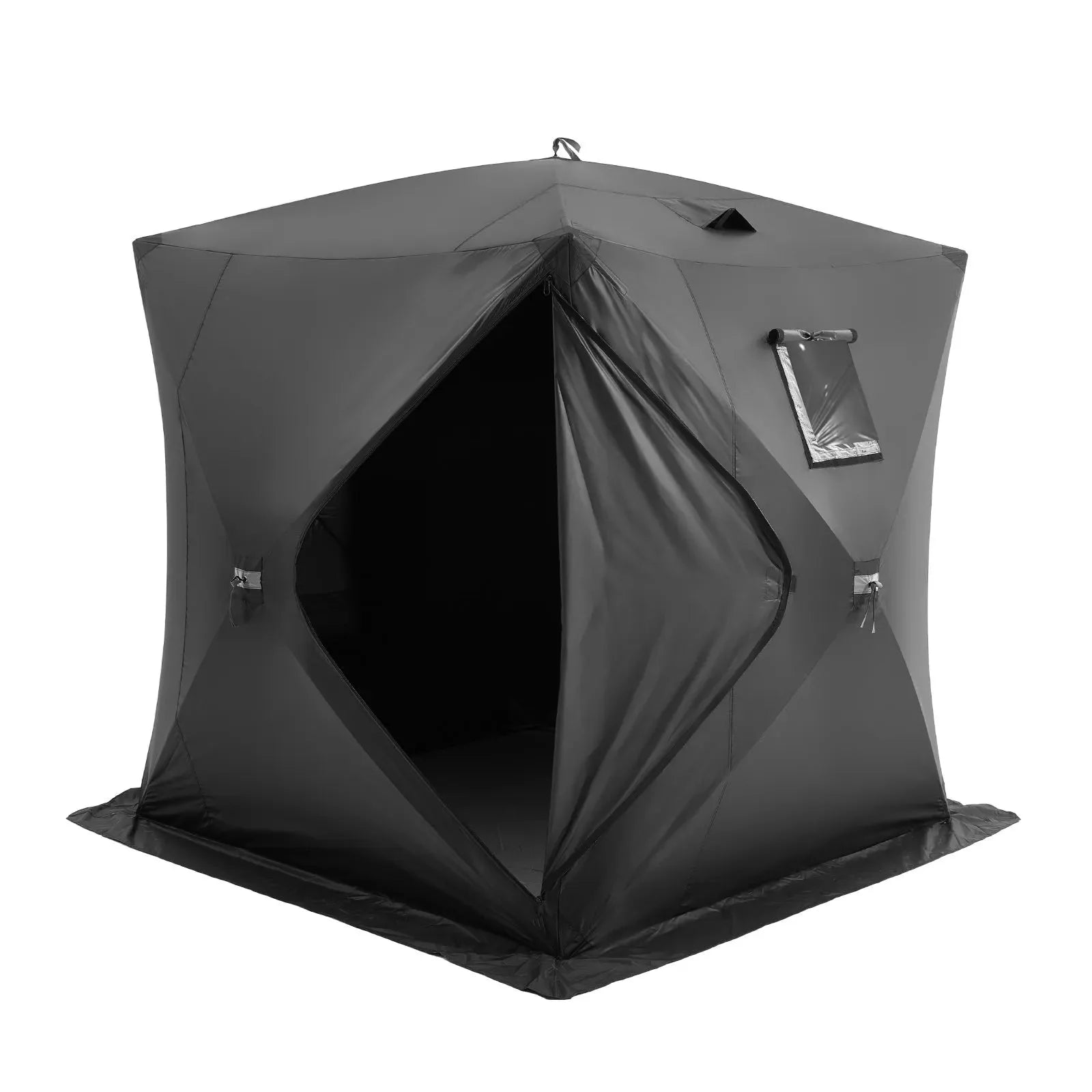 VEVOR Portable Ice Shelter, 3-4 Person Pop-Up Ice Fishing Tent, 35 Square Feet Fishable Area, Ice Shanty for Winter Fishing, Waterproof Oxford Ice Cube with Anchors/Ropes/Carrying Bag, 71
