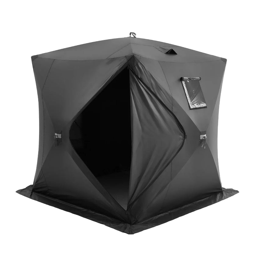 VEVOR Portable Ice Shelter, 3-4 Person Pop-Up Ice Fishing Tent, 35 Square Feet Fishable Area, Ice Shanty for Winter Fishing, Waterproof Oxford Ice Cube with Anchors/Ropes/Carrying Bag, 71