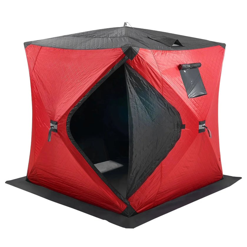 VEVOR Portable Ice Shelter, 3-4 Person Insulated Pop-Up Ice Fishing Tent, 35 Square Feet Fishable Area, Thermal Ice Shanty for Winter Fishing, Ice Cube with Anchors, Ropes, Carrying Bag, 71