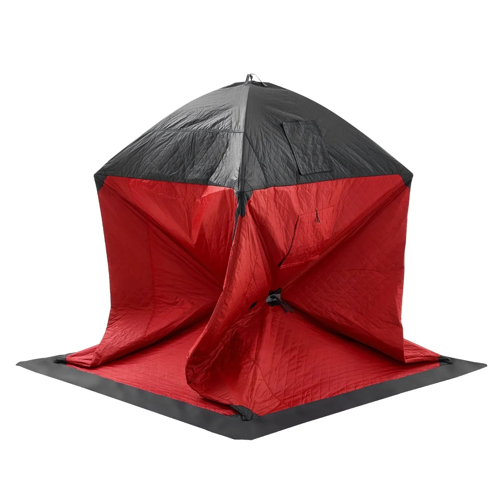 VEVOR Portable Ice Shelter, 3-4 Person Insulated Pop-Up Ice Fishing Tent, 35 Square Feet Fishable Area, Thermal Ice Shanty for Winter Fishing, Ice Cube with Anchors, Ropes, Carrying Bag, 71