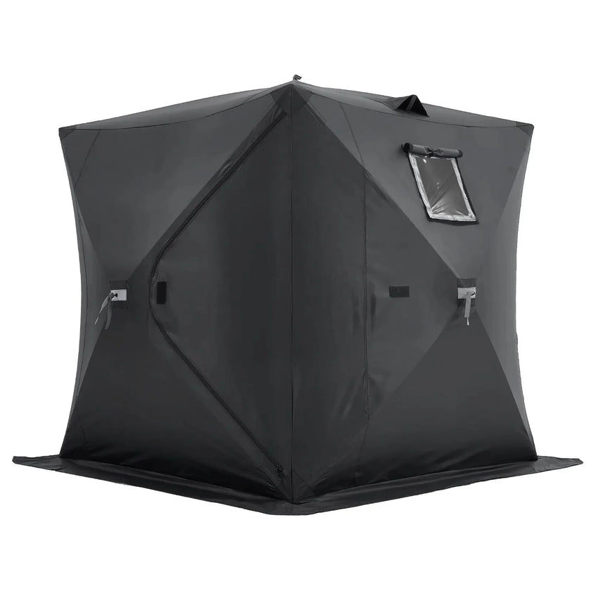 VEVOR Portable Ice Shelter, 3-4 Person Pop-Up Ice Fishing Tent, 43 Square Feet Fishable Area, Ice Shanty for Winter Fishing, Waterproof Oxford Ice Cube with Anchors/Ropes/Carrying Bag, 90
