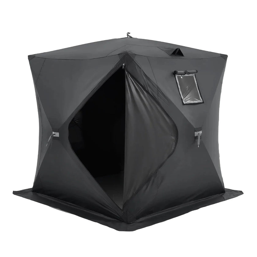VEVOR Portable Ice Shelter, 3-4 Person Pop-Up Ice Fishing Tent, 43 Square Feet Fishable Area, Ice Shanty for Winter Fishing, Waterproof Oxford Ice Cube with Anchors/Ropes/Carrying Bag, 90