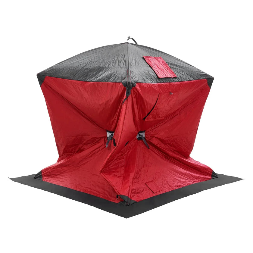 VEVOR Portable Ice Shelter, 1-2 Person Insulated Pop-Up Ice Fishing Tent, 24 Square Feet Fishable Area, Thermal Ice Shanty for Winter Fishing, Ice Cube with Anchors, Ropes, Carrying Bag, 60