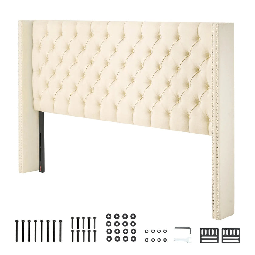 VEVOR Headboard for King Size Bed with Adjustable Height Sponge & Fabric Cream