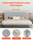 VEVOR Headboard for Full Size Bed with Adjustable Height Sponge & Fabric Grey