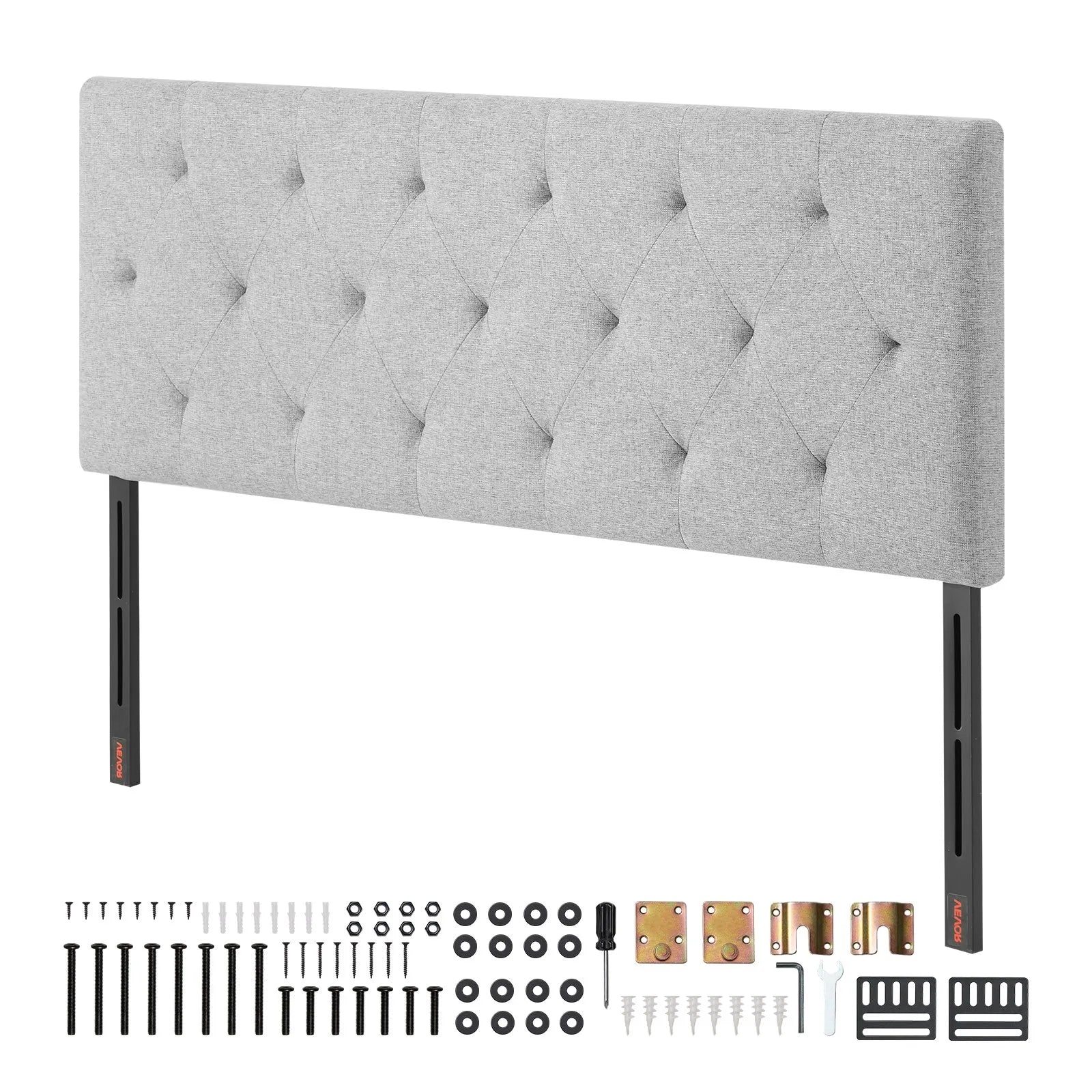 VEVOR Headboard for Full Size Bed with Adjustable Height Sponge & Fabric Grey