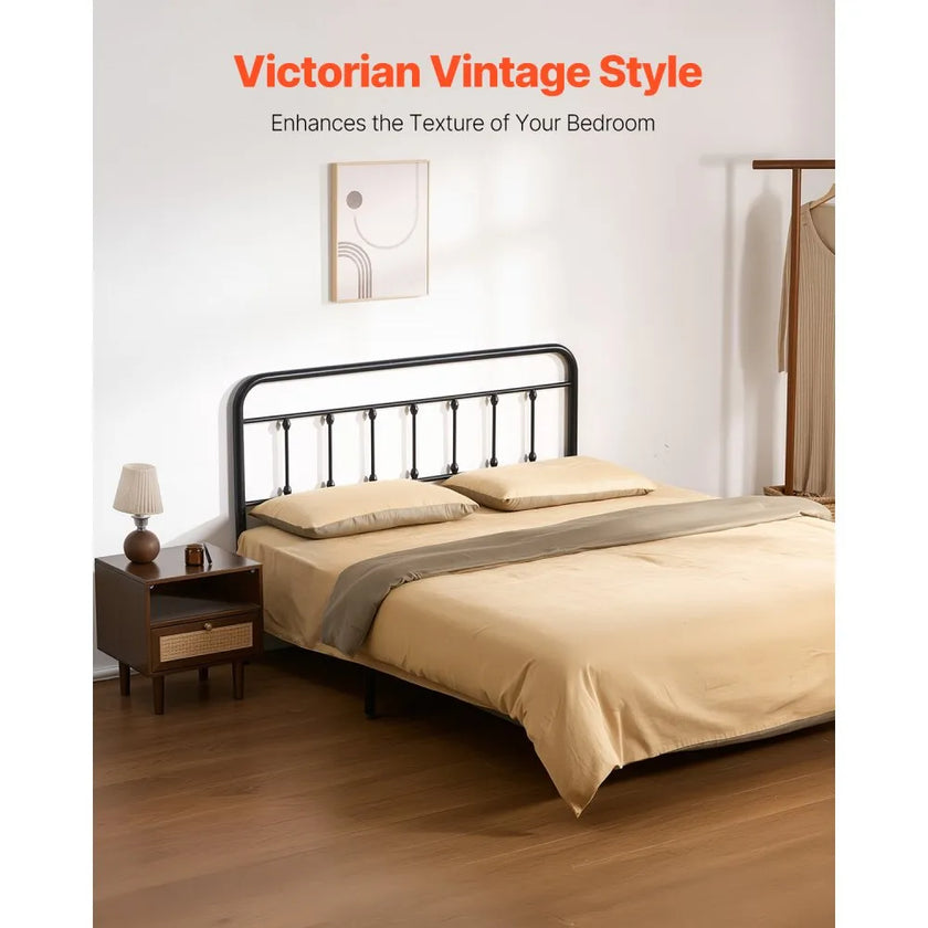VEVOR Metal Headboard for Queen Size Bed Ideal for Bedroom Hotel Dormitory Black