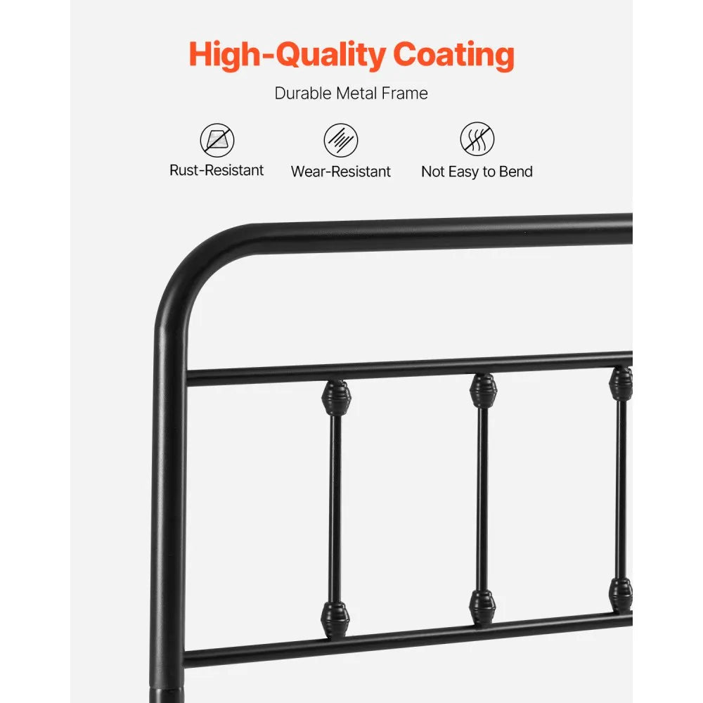 VEVOR Metal Headboard for Queen Size Bed Ideal for Bedroom Hotel Dormitory Black
