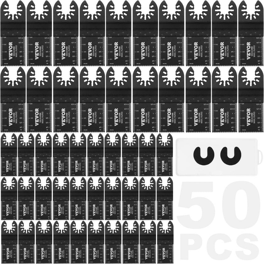 VEVOR 50PCS Oscillating Saw Blades, Universal Quick Release Oscillating Saw Blades, Multitool Tool Blades for Wood Plastic Aluminum, Fit Dewalt Bosch Milwaukee Hitachi Chicago Craftsman