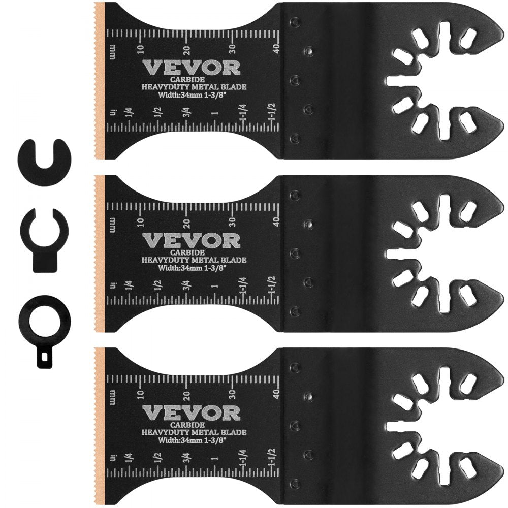VEVOR 3PCS Carbide Oscillating Tool Blades, Universal Quick Release Oscillating Saw Blades, Multitool Tool Blades for Hard Material, Metal, Nails, Bolts, Fit Dewalt Milwaukee Hitachi Chicago