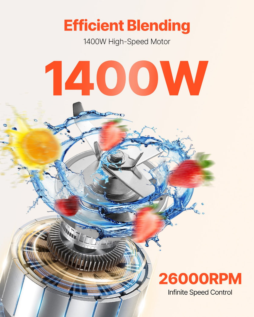 VEVOR 68 oz 1400W Blender for Smoothies Food Processing Blender for Kitchen