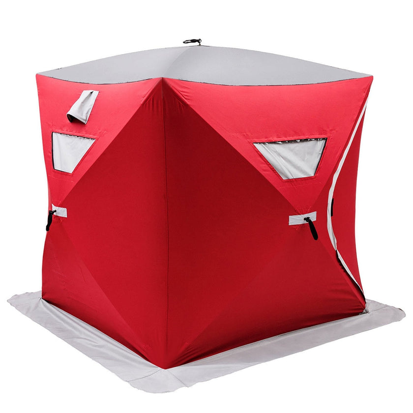 VEVOR Ice Fishing Shelter Tent 3-Person Pop Up House Portable Outdoor Fish Equipment 300D Oxford Fabric Ice Fish Shelter 89.76 x 89.76 x 79.92 inches Strong Waterproof Tent for Outdoor Fishing