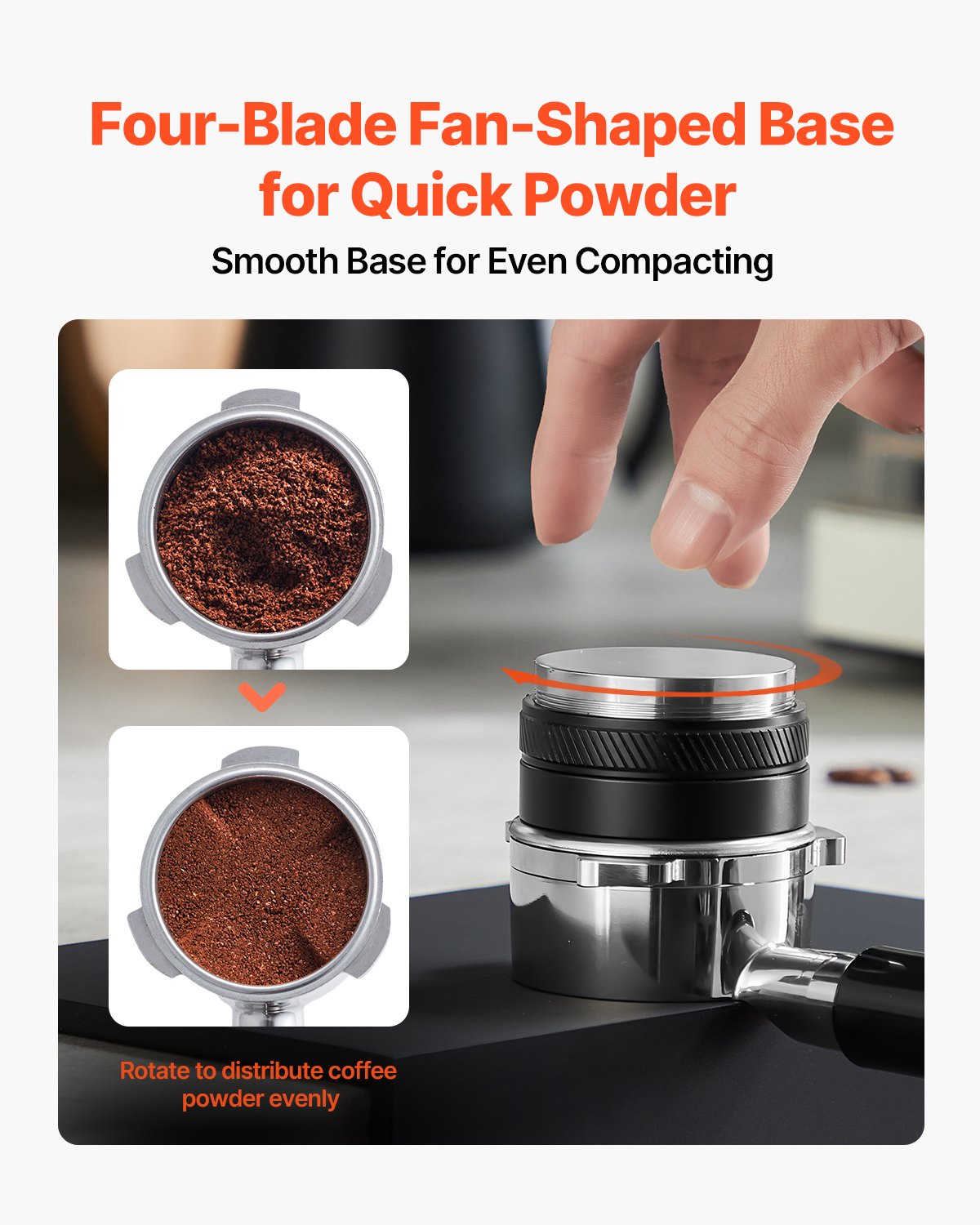 VEVOR 58mm Coffee Distributor 2-in-1 Adjustable Espresso Distributor for Home