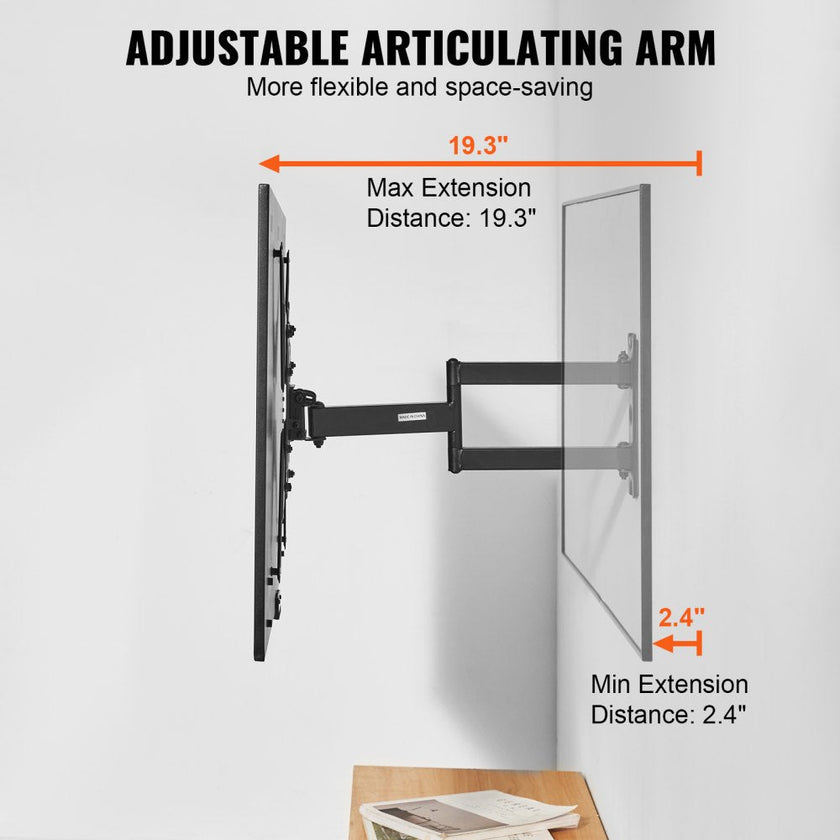 VEVOR Full Motion TV Mount Fits for Most 26-55 inch TVs, Swivel Tilt Horizontal Adjustment TV Wall Mount Bracket with Articulating Arm, Max VESA 400x400mm , Holds up to 99 lbs