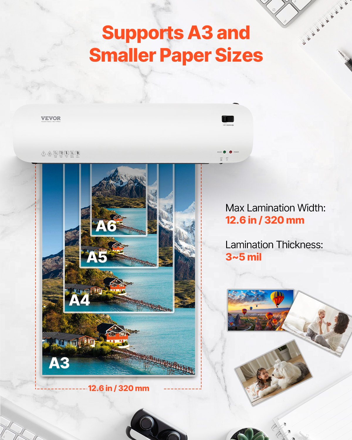 VEVOR Laminator Machine Thermal Laminator for Max A3 Size 3-5 mil Thickness