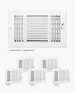 VEVOR Floor Registers 3-Way 6x10 Inch Iron Floor Vents HVAC Grilles 6-Pack White
