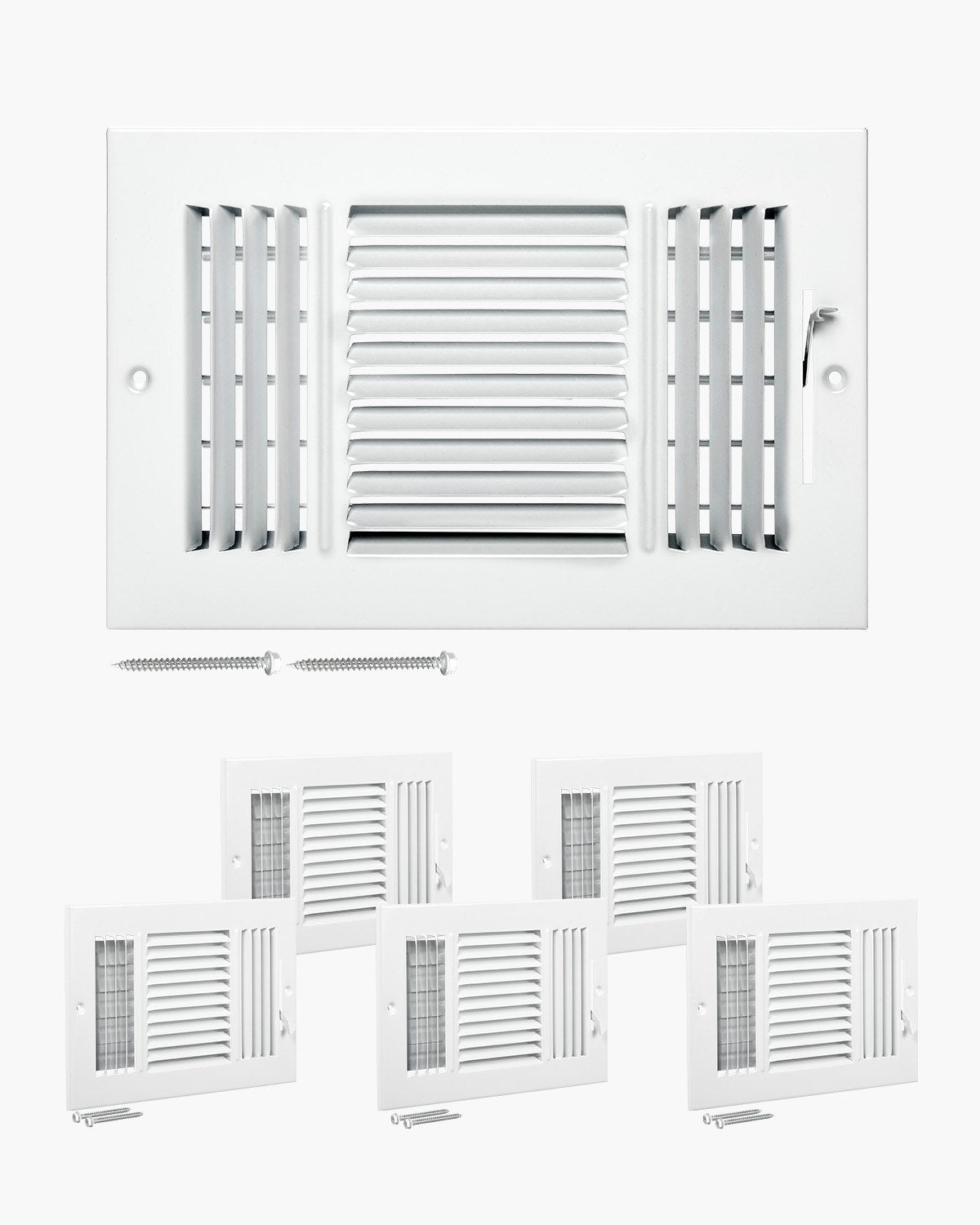 VEVOR Floor Registers 3-Way 6x10 Inch Iron Floor Vents HVAC Grilles 6-Pack White