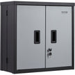 VEVOR Foldable Wall Cabinet, Metal Garage Cabinet Wall Mounted 26” Small Cabinet 240 LBS Loading Capacity Adjustable Shelf Magnetic Door File Locker for Garage Office Home Black