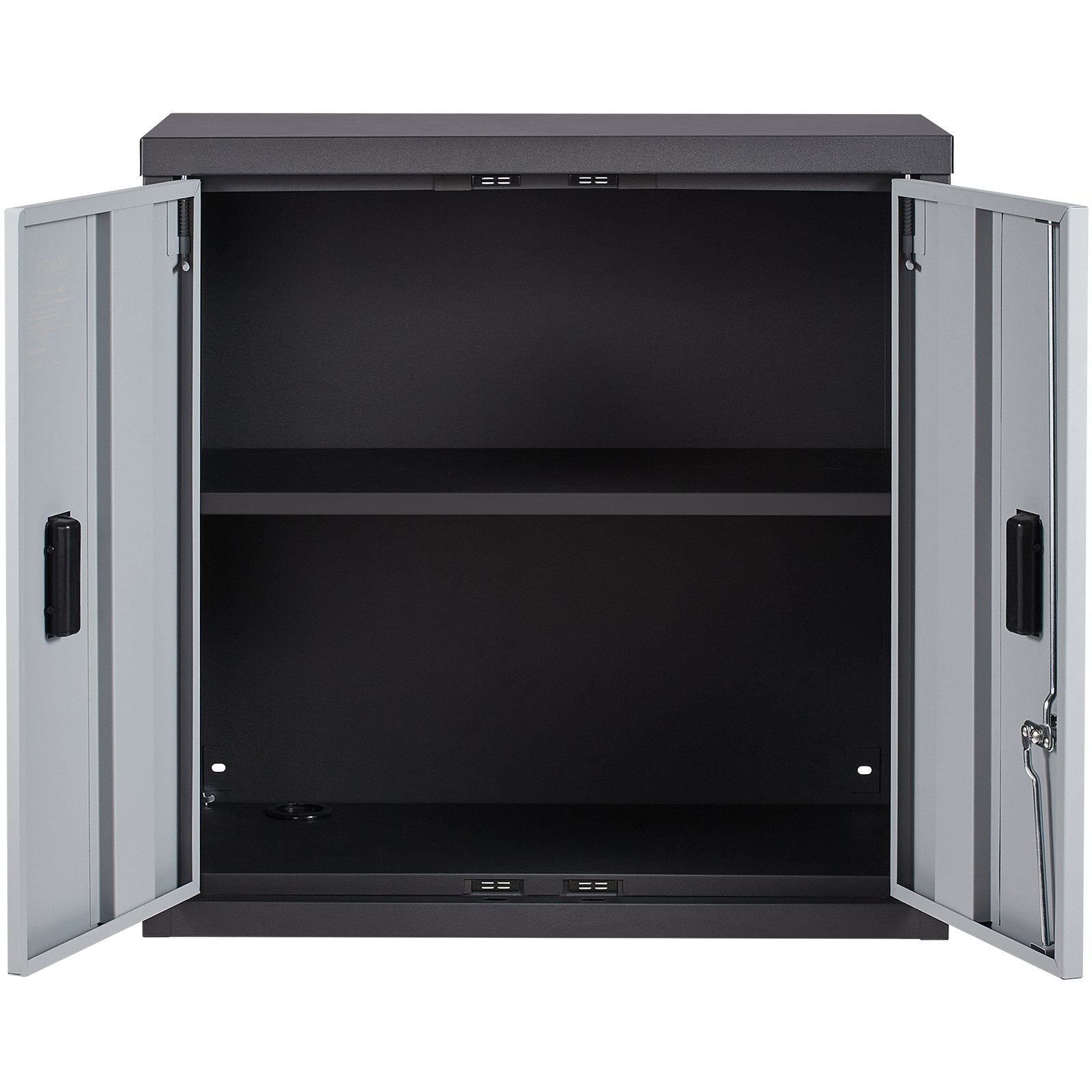 VEVOR Foldable Wall Cabinet, Metal Garage Cabinet Wall Mounted 26” Small Cabinet 240 LBS Loading Capacity Adjustable Shelf Magnetic Door File Locker for Garage Office Home Black