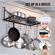 VEVOR Pot Rack Wall Mounted, 24 inch Pot and Pan Hanging Rack, Pot and Pan Hanger with 12 S Hooks, 55 lbs Loading Weight, Ideal for Pans, Utensils, Cookware in Kitchen