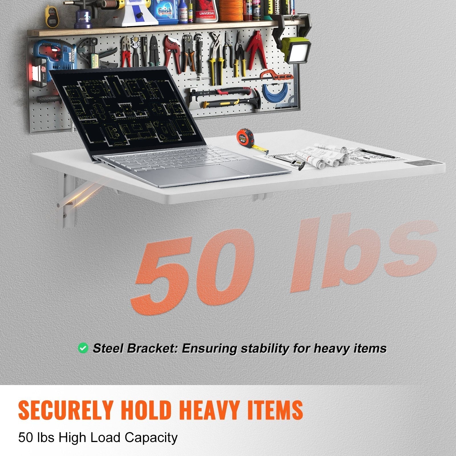 VEVOR Wall Mounted Folding Table, 23.62