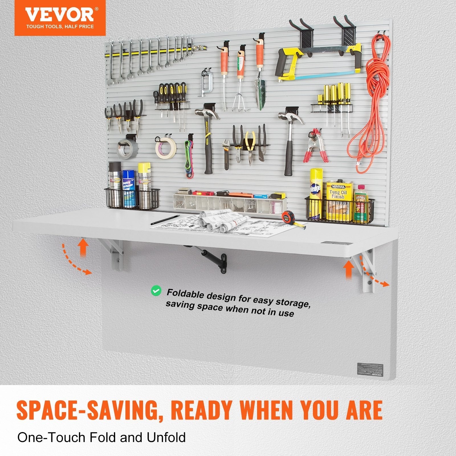 VEVOR Wall Mounted Folding Table, 35.43
