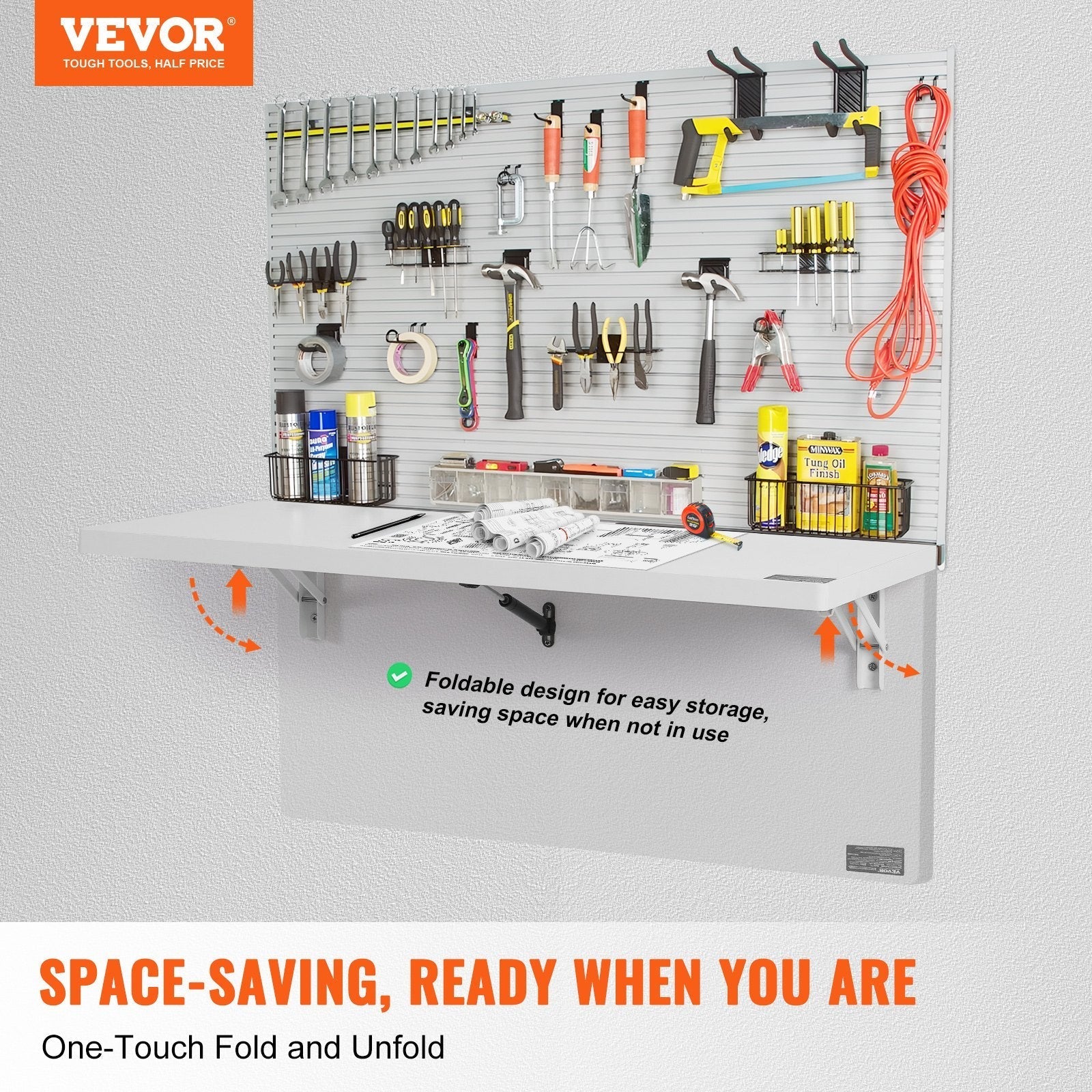VEVOR Wall Mounted Folding Table, 31.5