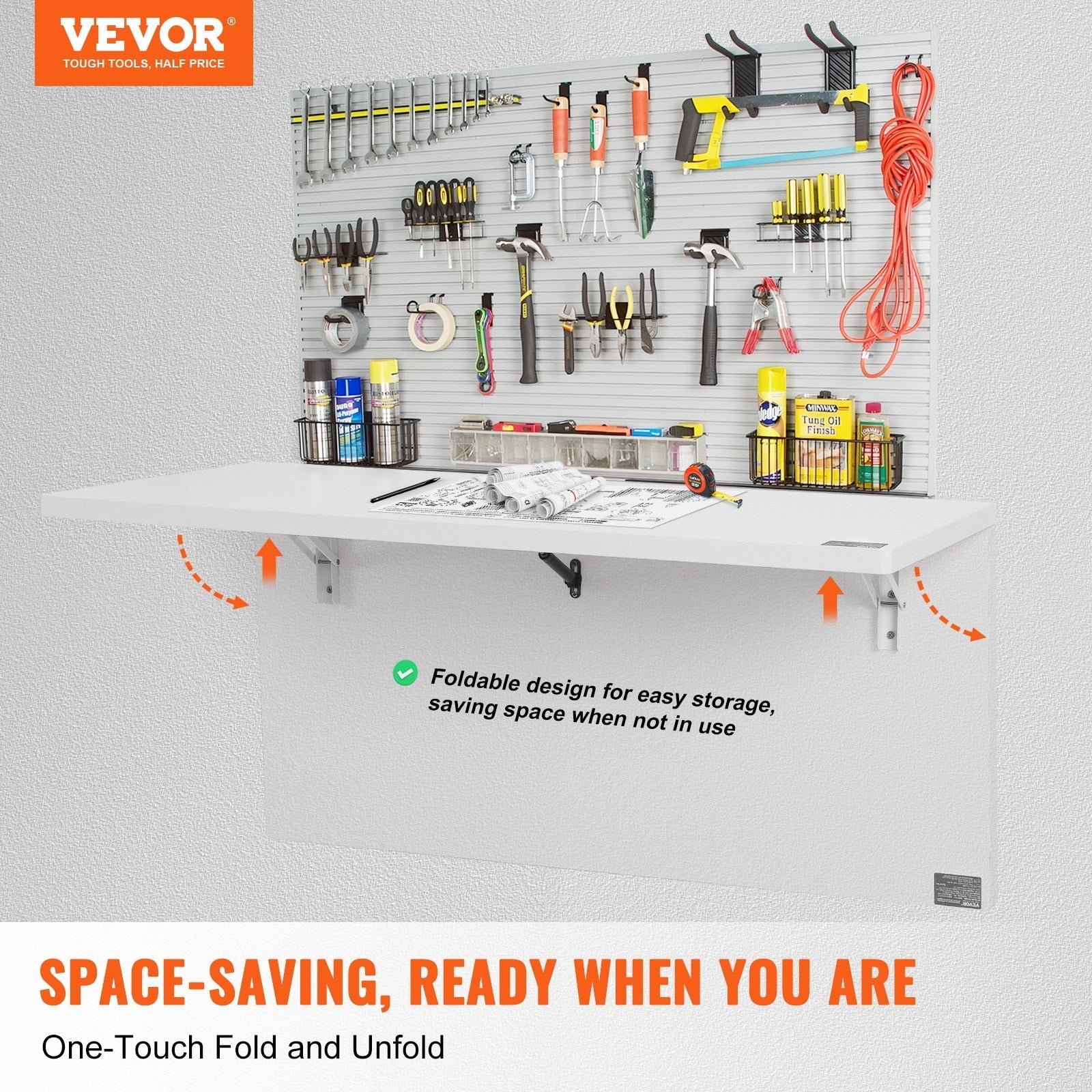 VEVOR Wall Mounted Folding Table, 39.37
