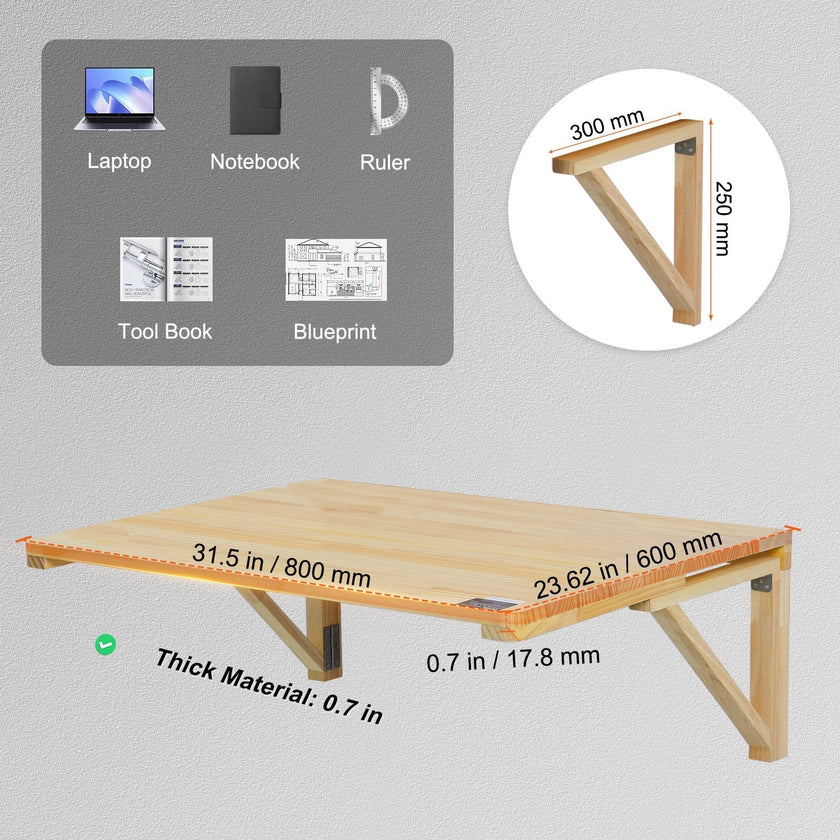VEVOR Wall Mounted Folding Table, 31.5