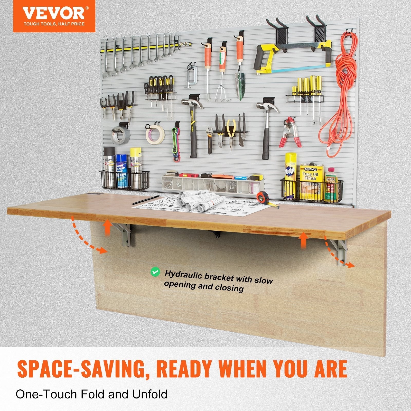 VEVOR Wall Mounted Folding Table, 47.24