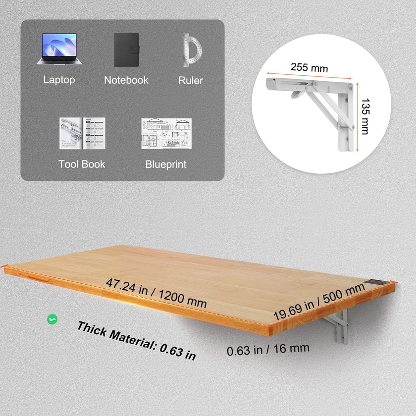 VEVOR Wall Mounted Folding Table, 47.24