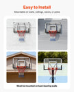 VEVOR Wall Mount Basketball Hoop, 44-inch PC Backboard Mounted Basketball Hoop Outdoor with Solid Steel, 0.08 inch Thickened Backboard, Thickened Woven Nylon Basketballs Net, Indoor & Outdoor Use