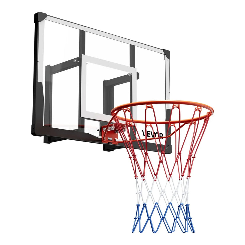 VEVOR Wall Mount Basketball Hoop, 44-inch PC Backboard Mounted Basketball Hoop Outdoor with Solid Steel, 0.08 inch Thickened Backboard, Thickened Woven Nylon Basketballs Net, Indoor & Outdoor Use