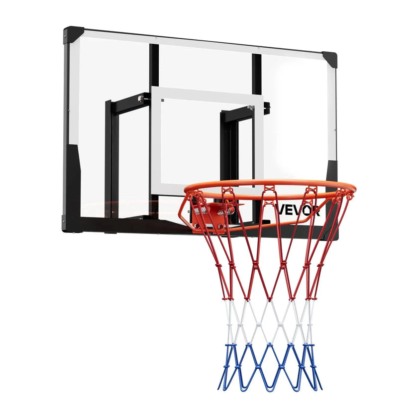VEVOR Wall Mount Basketball Hoop, 44-inch PC Backboard Mounted Basketball Hoop Outdoor with Solid Steel, 0.08 inch Thickened Backboard, Thickened Woven Nylon Basketballs Net, Indoor & Outdoor Use