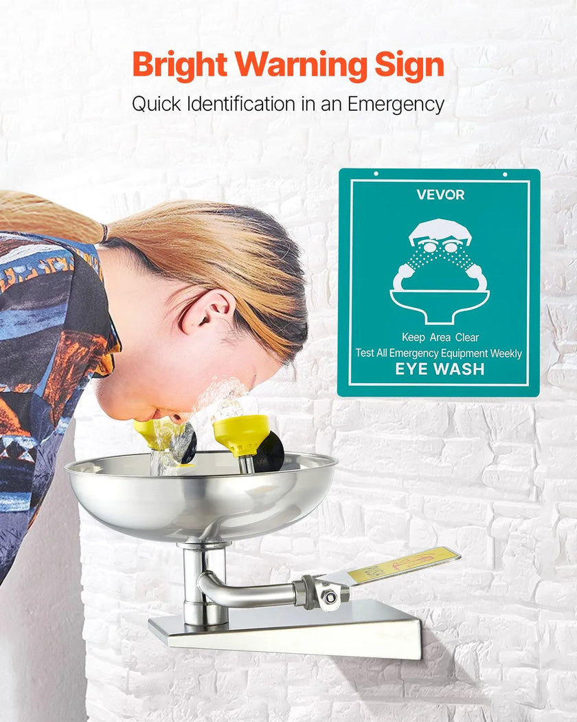 VEVOR Eyewash Emergency Face Eye Washing Station Stainless Steel Wall-Mounted
