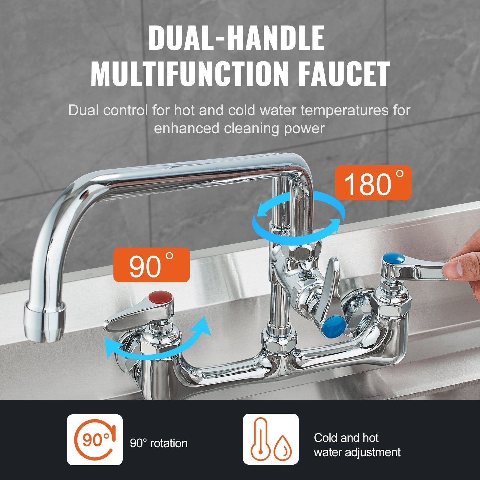 VEVOR Commercial Faucet with Pre-Rinse Sprayer, 25