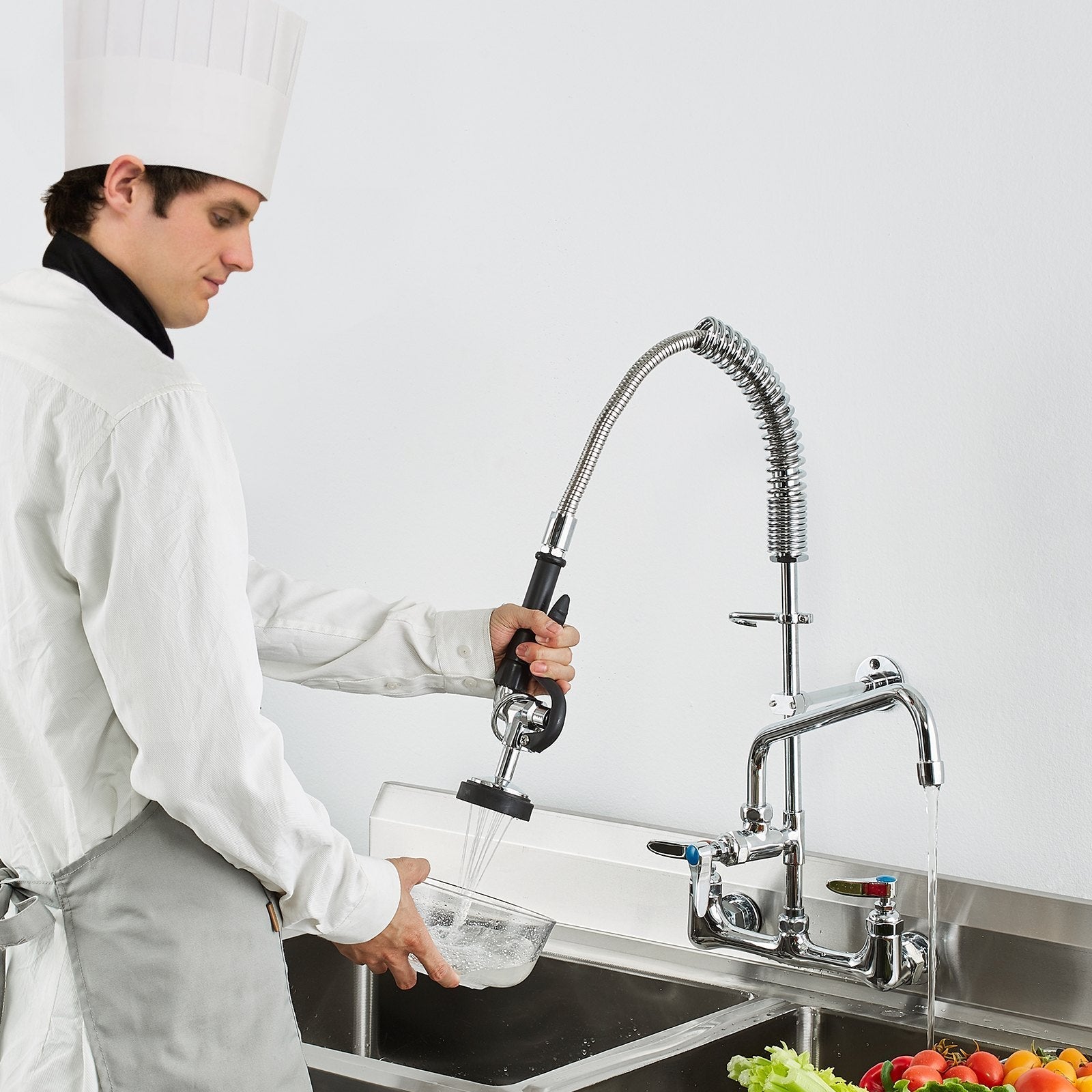 VEVOR Commercial Faucet with Pre-Rinse Sprayer, 25
