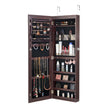 VEVOR Mirror Jewelry Cabinet 42.52in Lockable Wall or Door Mounted Armoire Brown