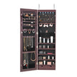 VEVOR Mirror Jewelry Cabinet 47.05in Lockable Wall or Door Mounted Armoire Brown