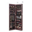 VEVOR Mirror Jewelry Cabinet 47.05in Lockable Wall or Door Mounted Armoire Brown
