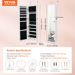VEVOR Mirror Jewelry Cabinet 47.05in Lockable Wall or Door Mounted Armoire White