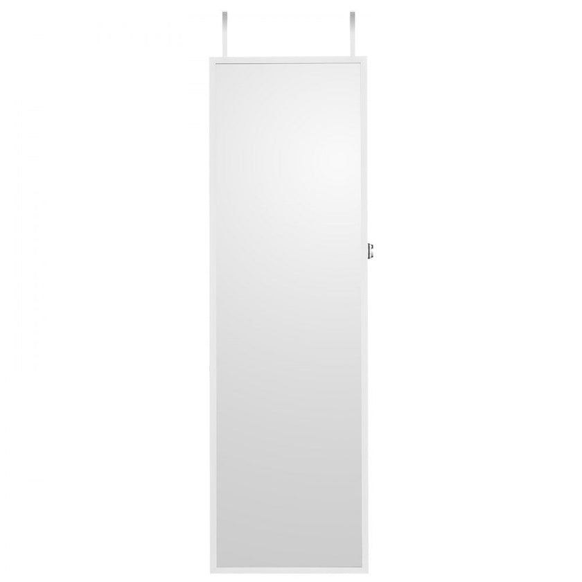 VEVOR Mirror Jewelry Cabinet 47.05in Lockable Wall or Door Mounted Armoire White