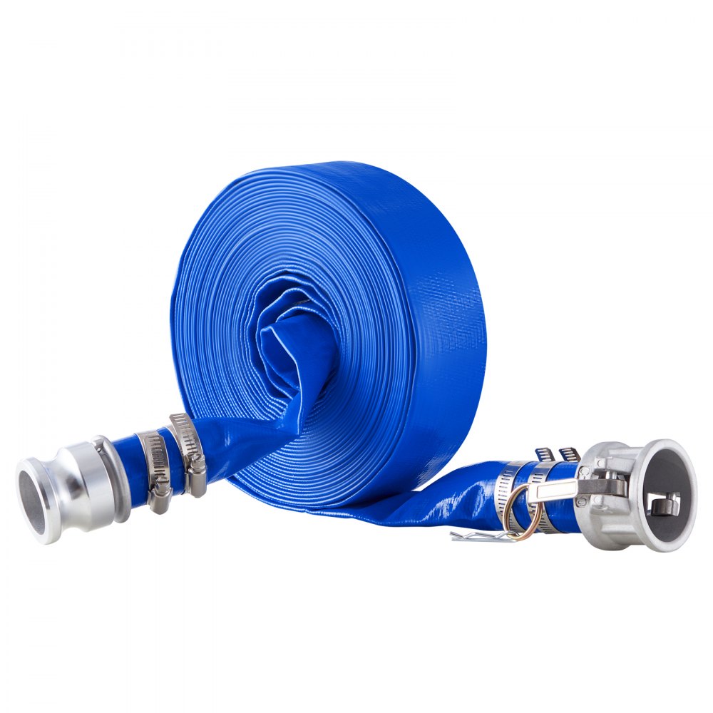 Backwash Hose 1.5 in x 50 ft Blue High Quality Hose Complete Fittings
