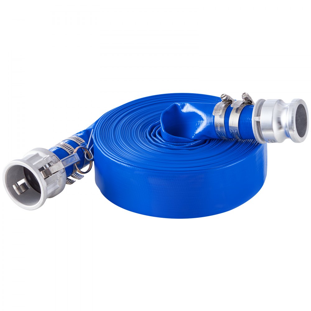 Backwash Hose 1.5 in x 50 ft Blue High Quality Hose Complete Fittings