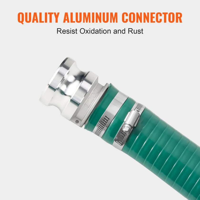 VEVOR Suction Hose 2 in x 20 ft Green High Quality Hose Complete Fittings