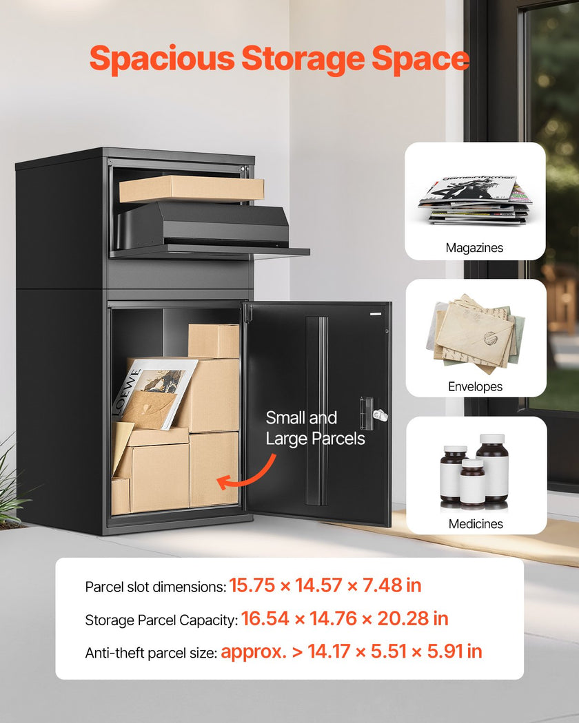 VEVOR Package Delivery Boxes for Outside 38.6 in Lockable Parcel Drop Box