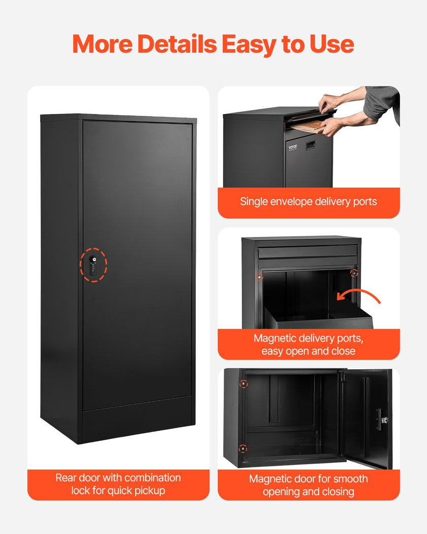 VEVOR Package Delivery Boxes for Outside 47.2 in Lockable Parcel Drop Box