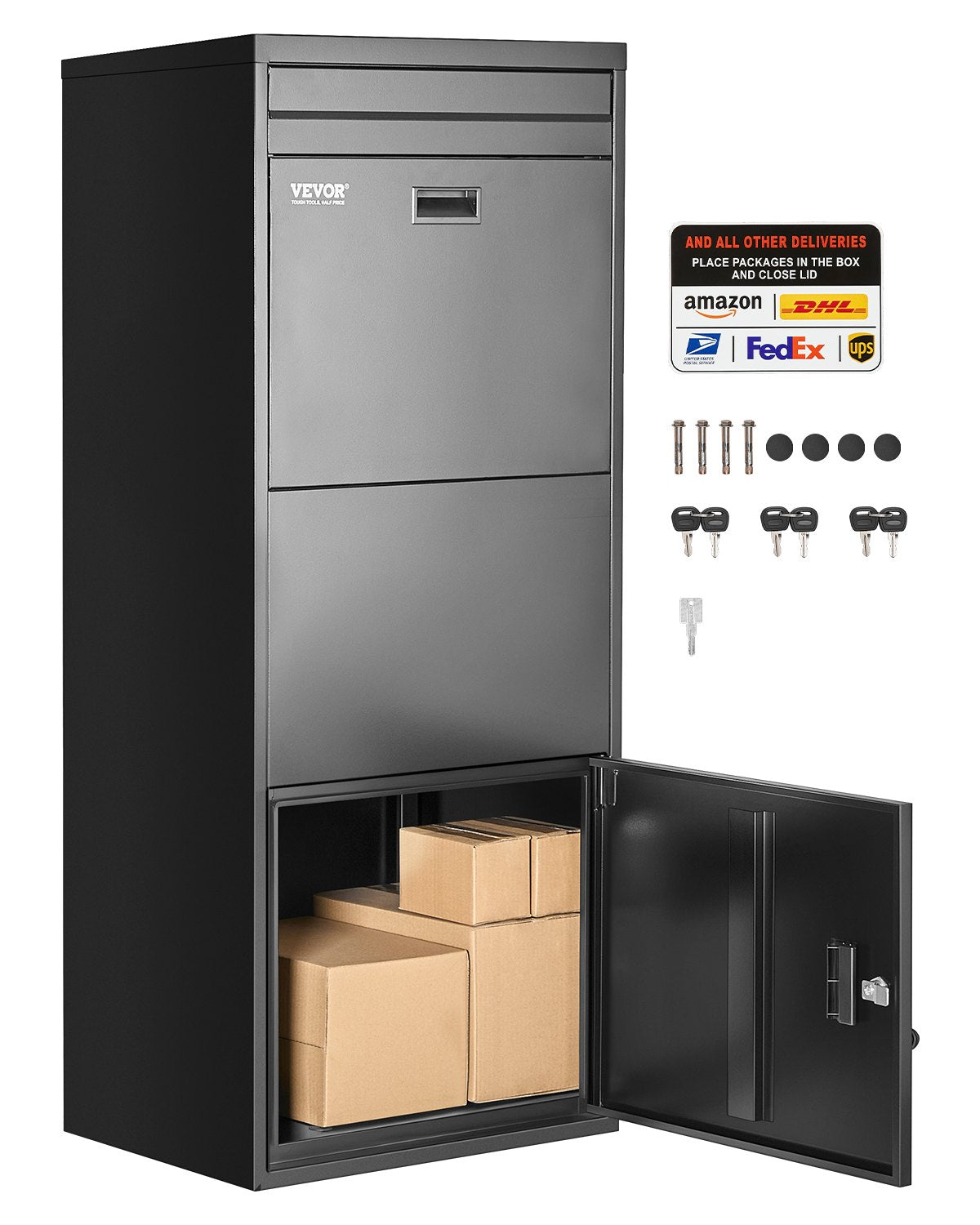 VEVOR Package Delivery Boxes for Outside 47.2 in Lockable Parcel Drop Box