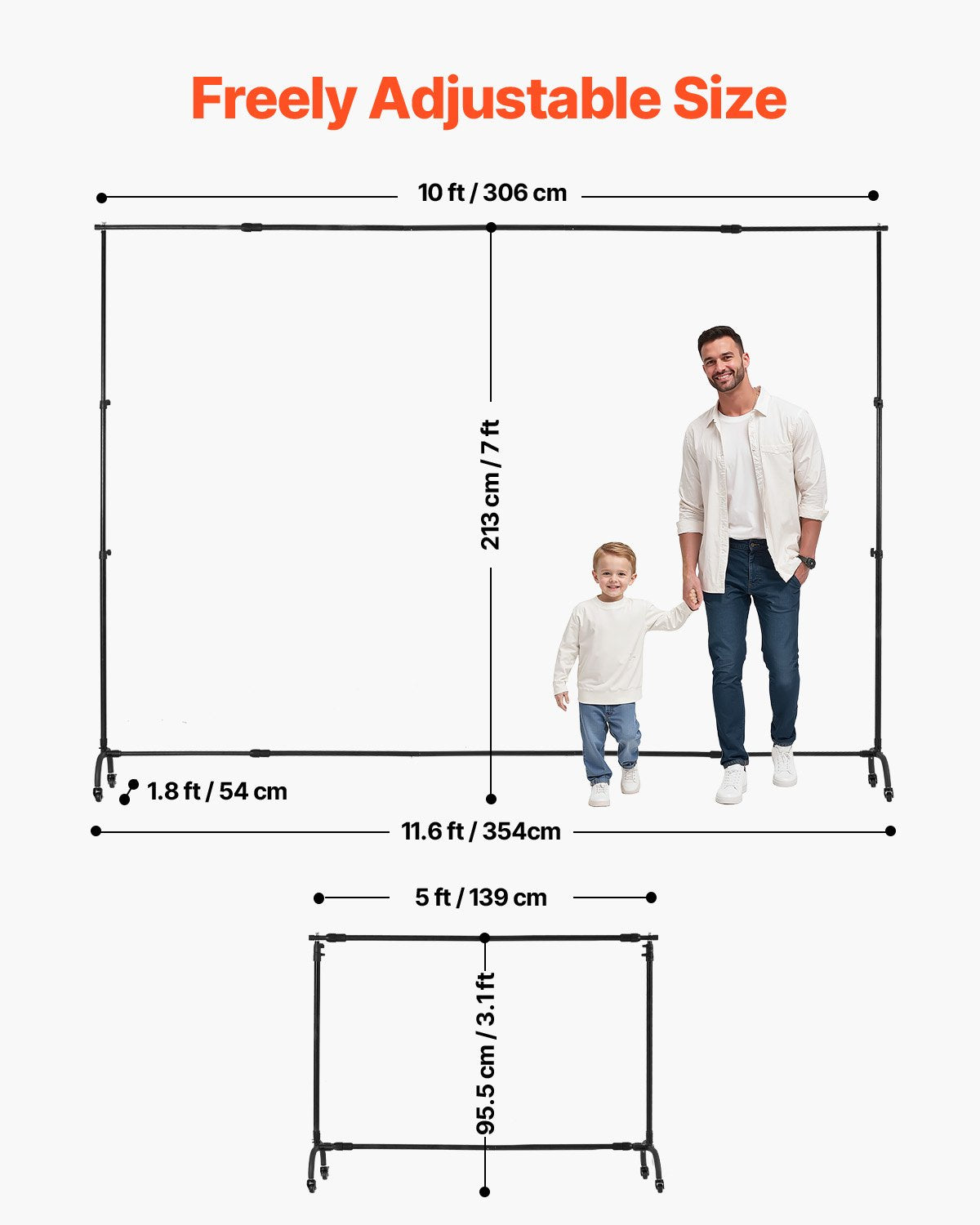 VEVOR Backdrop Stand Movable Stand Kit 7 x 10 ft for Party & Photo Video Studio