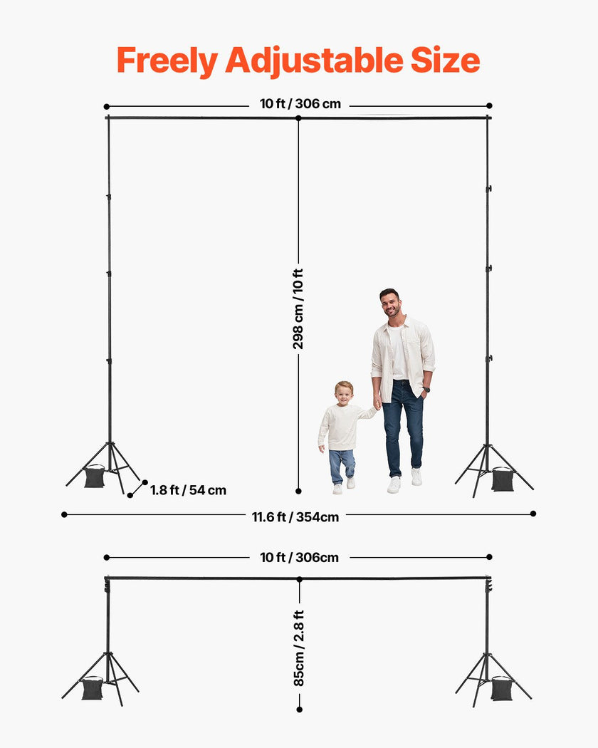 VEVOR Backdrop Stand Background Stand Kit 10 x 10 ft for Party & Photo Studio
